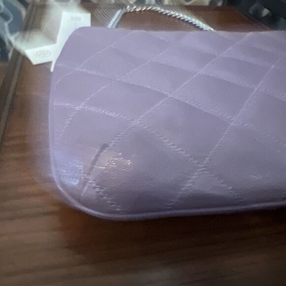 NWT Tory Burch Willa Zip Top Shoulder Bag Quilted Allium Purple with Chain Strap - Picture 9 of 14